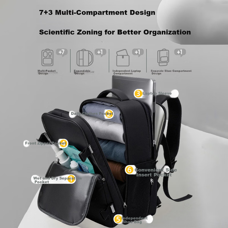 Warrior Men's Backpack, Large Capacity, Short-Distance Business Trip Travel Bag, Dry And Wet Separation, Carry-On Luggage, Schoolbag