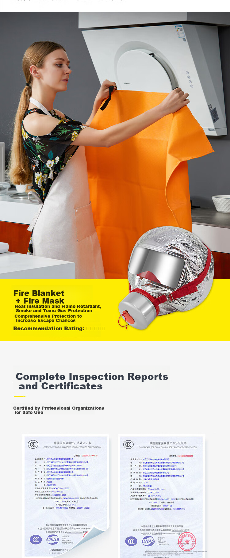 Zhean Fire Mask Smoke Protection Gas Filter Fire Self-Rescue Respirator Escape 3C TZL30A High-Performance Model 9