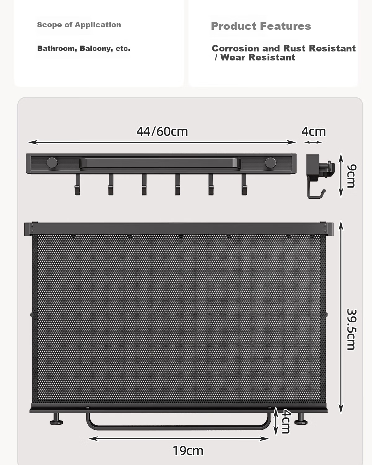 MUYA Bathroom Invisible Folding Towel Rack No-Drill Wall-Mounted Towel and Storage Rack 9