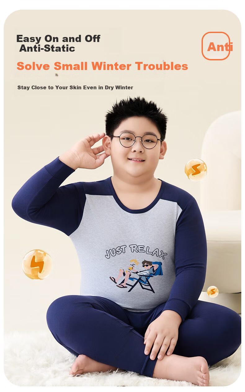 Me feeling Teen Cotton Thermal Underwear Set 2025 New Antibacterial Class A Plus Size Warm Sleepwear 14