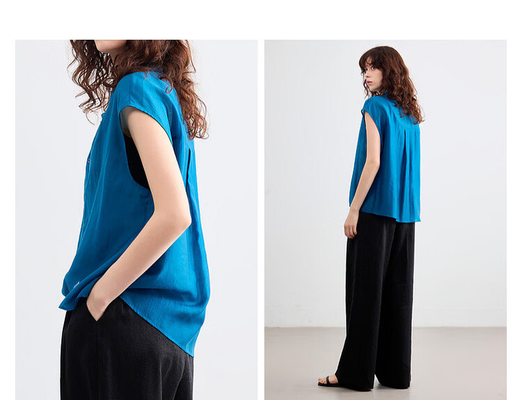 Demana [Breathable Tencel] Summer Lace Splice Turn-down Collar Knot Hem Lightweight Loose Shirt for Women Premium Quality 8