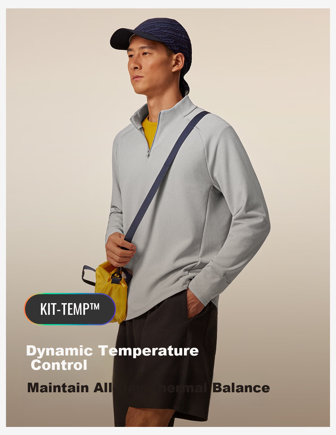 Keep Men's Sports T-Shirt Autumn Winter Breathable Quick-Dry Gym Half-Zip Stand Collar Running Long Sleeve Tee 8814 8
