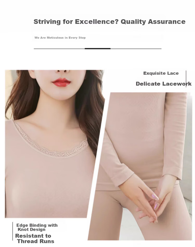 Langsha Women's Autumn Winter Thermal Underwear Set Antibacterial Velvet Seamless Heat Retaining Body Shaping Base Layer Shirt 12