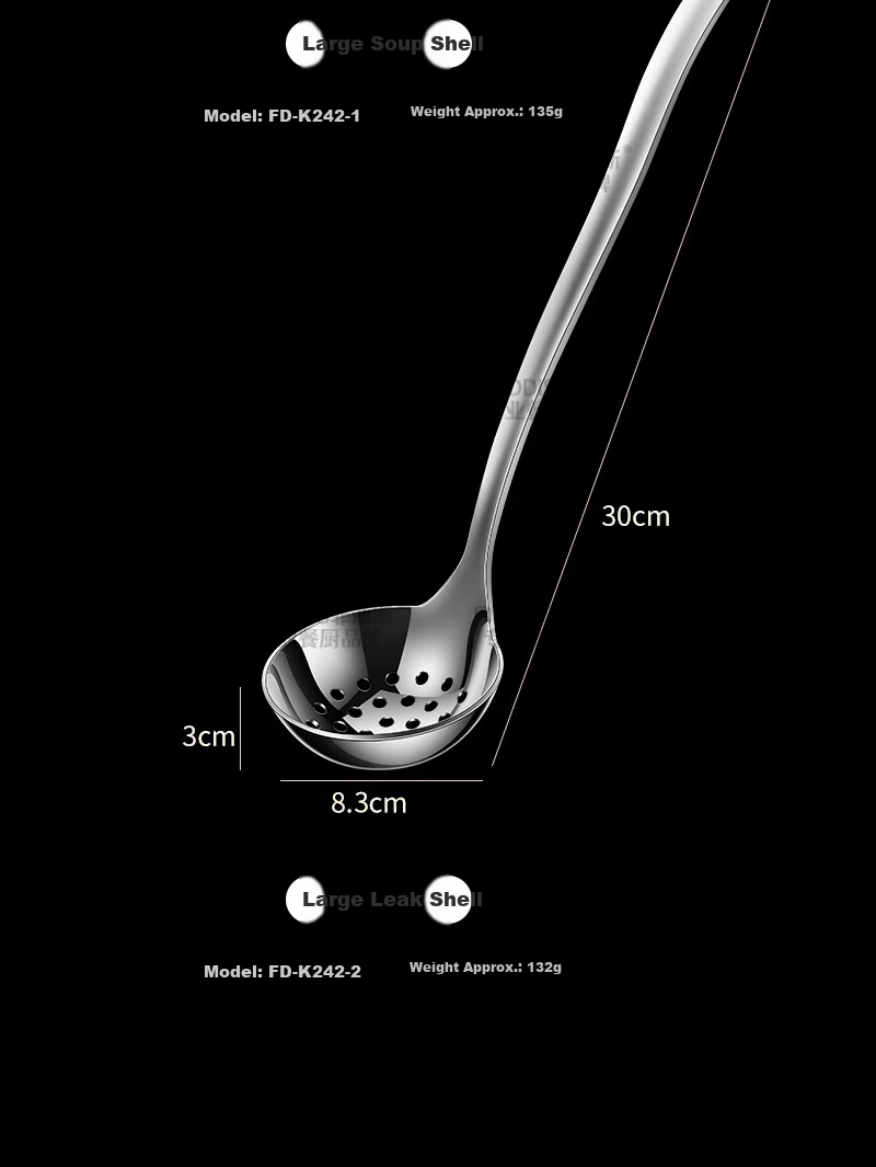FISDDIS316 Stainless Steel Soup Ladle Hot Pot Slotted Spoon Extra Thick Heat-Resistant Serving Spoon Porridge Ladle Fiya Large 8-Inch Soup Scoop 16