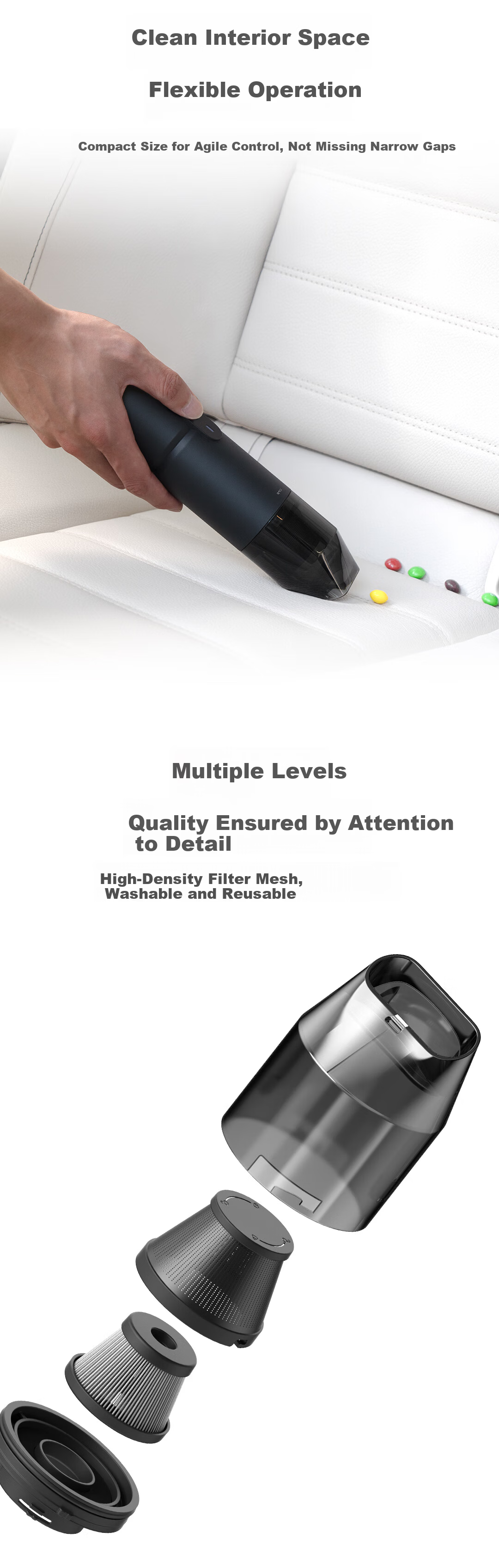 HOTOHOTO Pro Multifunctional Blowing and Suction Portable Outdoor Camping Vacuum Cleaner High-Power Desktop Cleaning 3