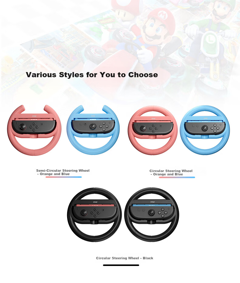 Liangzhi Compatible Nintendo Switch 2nd Gen Joy-Con Steering Wheel Black NS2 Motion Controller Accessory L1080 7