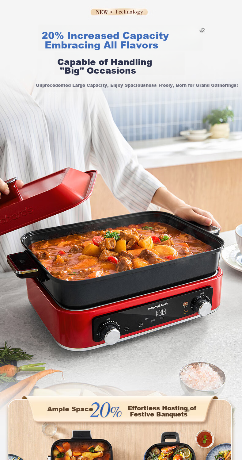 Morphyrichards 4th Generation Multi-Functional 6L Electric Hot Pot Steamer Cooker MR9288 Red 7
