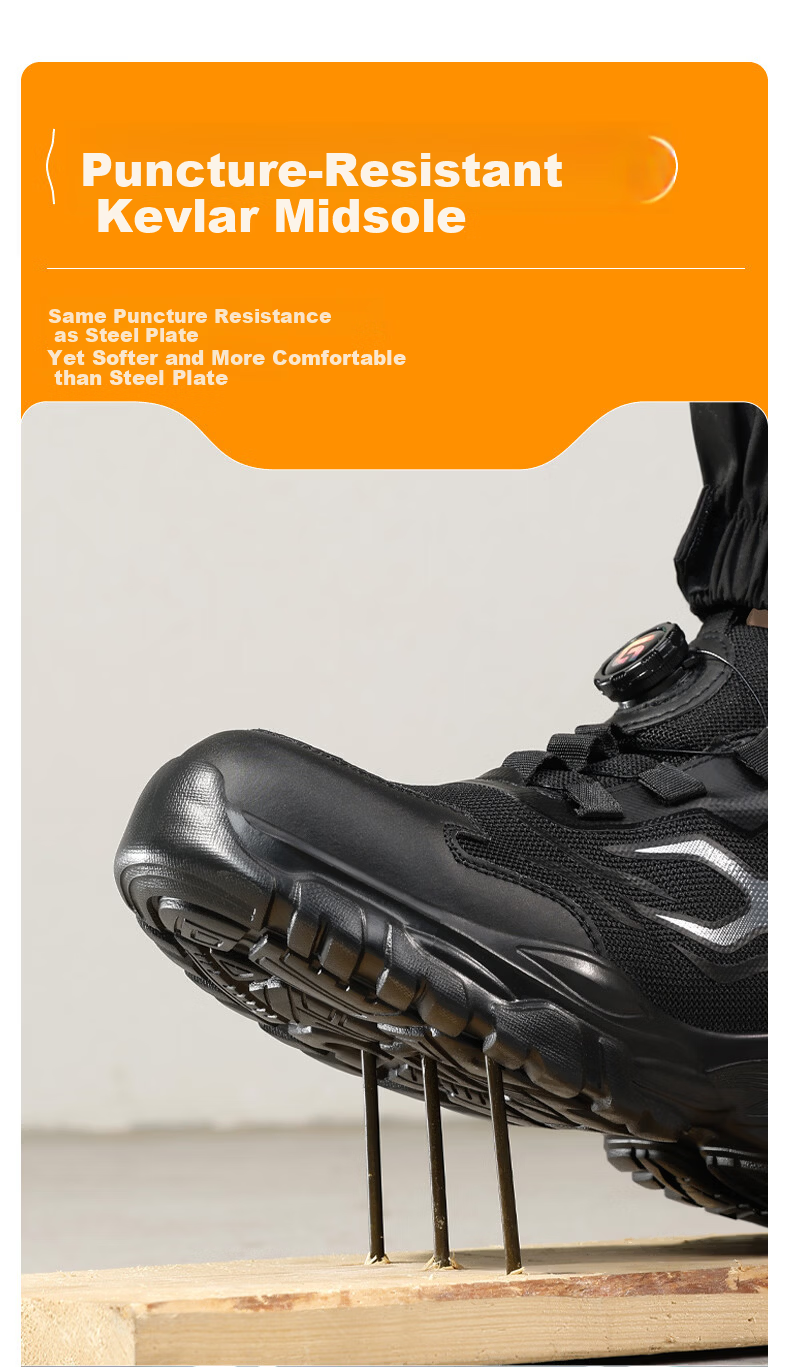 Jingtu Safety Shoes for Men, Summer Breathable Steel Toe Anti-Puncture Ultra-Light Work Boots F115BK Size 44 9