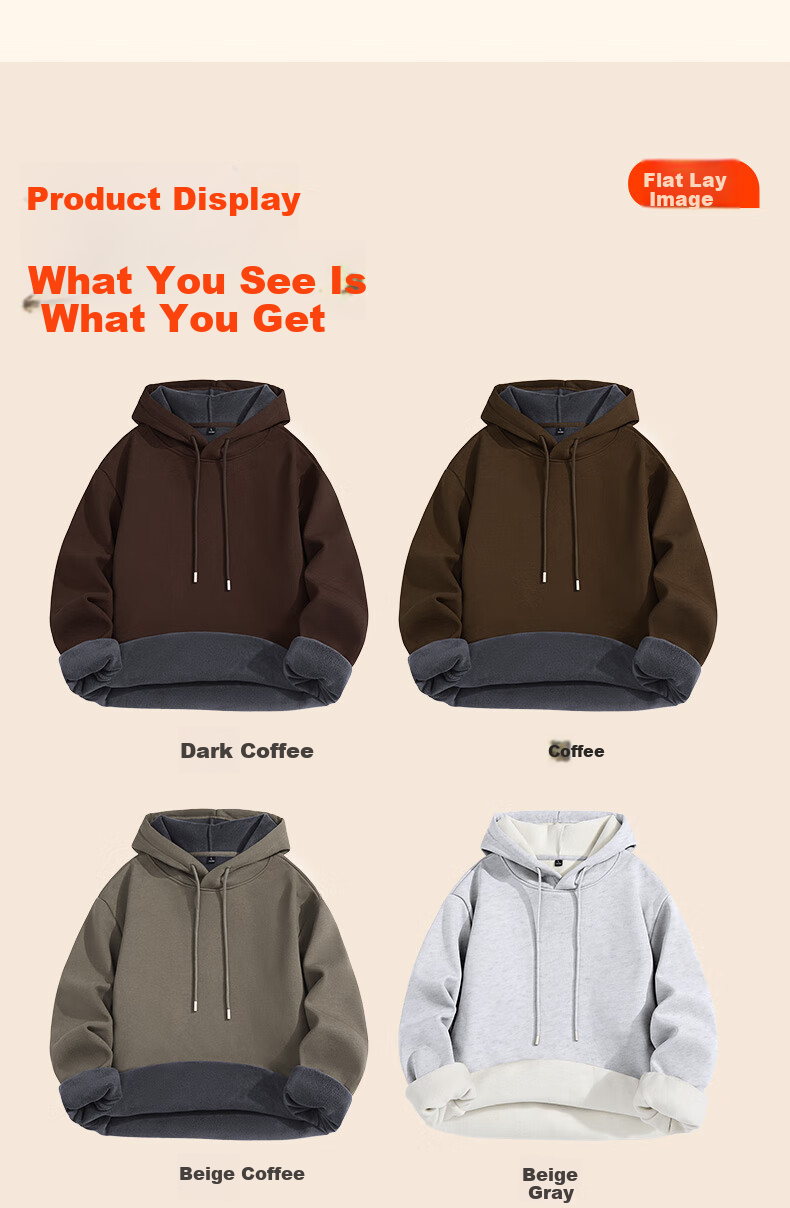 JEANSWEST LIFE Men's Heavyweight Hoodie Autumn Winter 2025 New Thickened Youth Fleece Sweatshirt 9