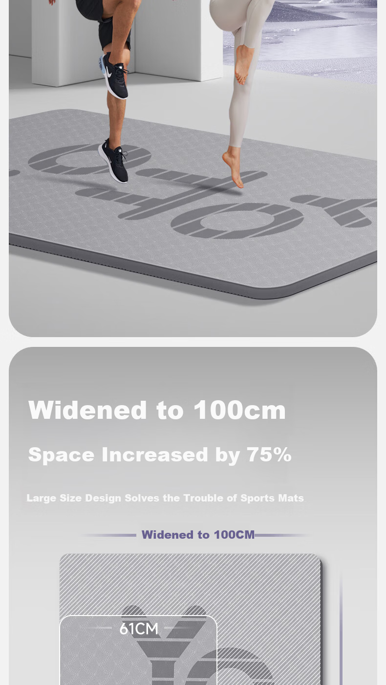 Yottoy Men's Yoga Mat Large Size TPE Thickened Wide Soundproof Shockproof Non-Slip Training Exercise Mat 4