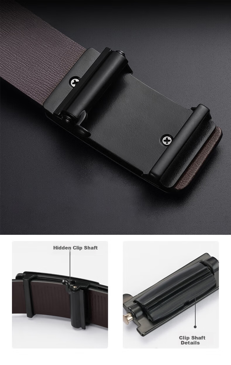 Calermkeens Toothless No-Hole Automatic Buckle Men's Leather Belt Business Casual Cowhide Waist Belt Gift Box for Boyfriend 11