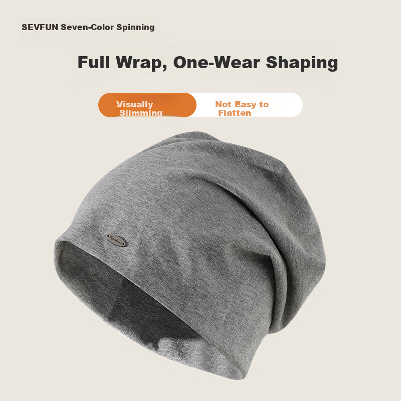 Qisefang Men's Beanie Cap Headwrap Sleep Cap Bald Cap Cold Weather Cap Air Conditioning Cap Warm Windproof Postpartum Cap Women's Slouchy Hat Black