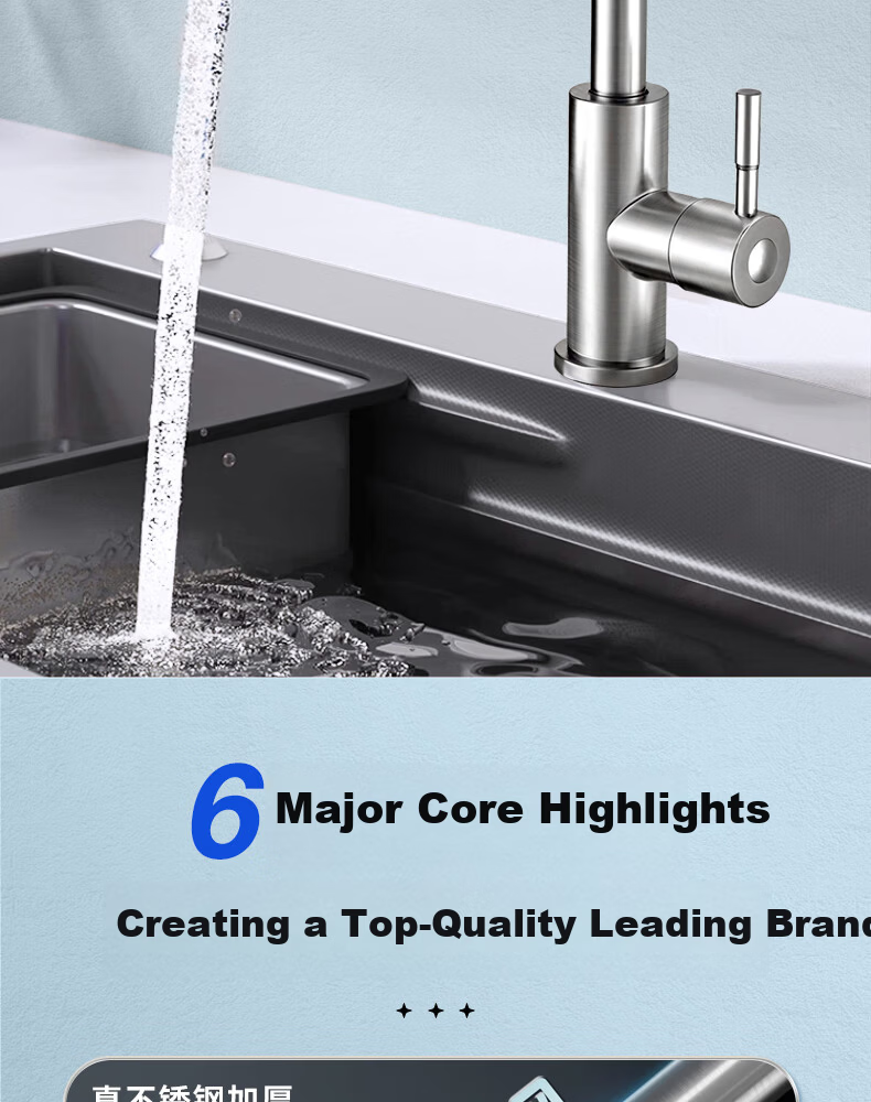 Yipin Impression Stainless Steel Kitchen Single Cold Water Faucet Splash-Proof Household Vegetable Sink Single Cold Hand Wash Basin Dishwasher Faucet 5