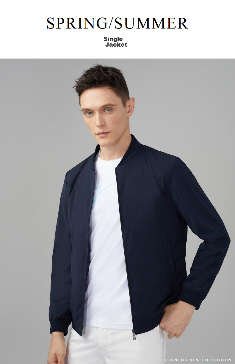 YOUNGOR 26 Spring New Casual Baseball Collar Trendy Short Ultra-Thin Jacket Navy 170/92A 2