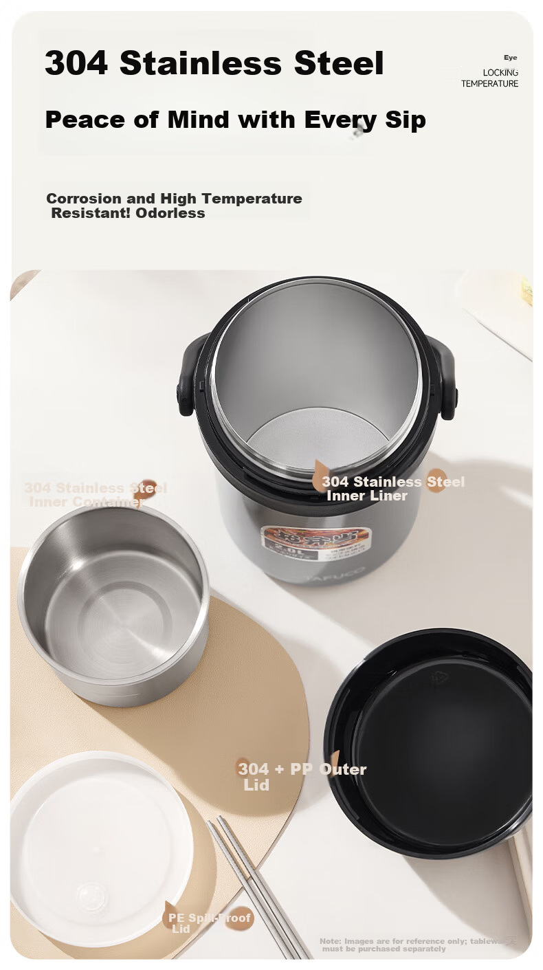 Taful High Insulation Stainless Steel Long-lasting Thermal Lunch Box Portable Porridge Container Multi-layer Bento for Students and Office Workers T0317 2