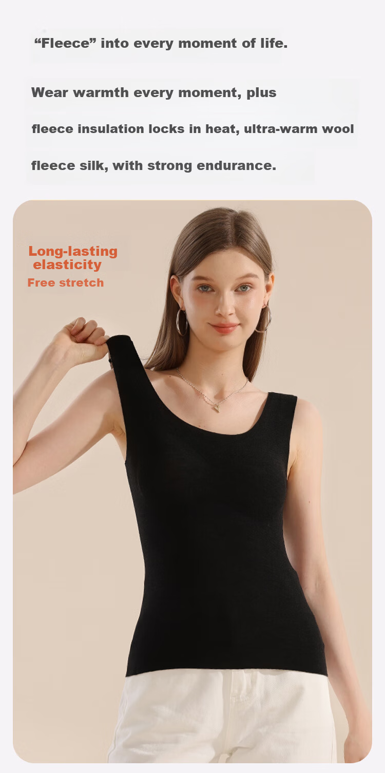 MiiOW New Thermal Velvet Chest Pad Women's Warm Vest with Cashmere and Silk Underwear Black L 14