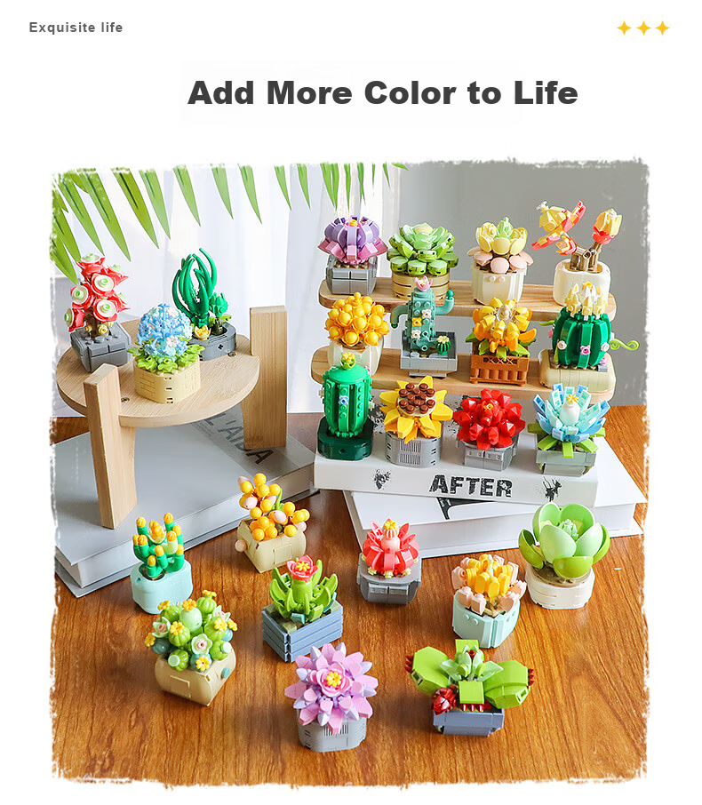 Femibox Compatible LEGO Children's Building Blocks Toy Flower Boys Girls Birthday Gift Succulent - Meat Cone S2281 3