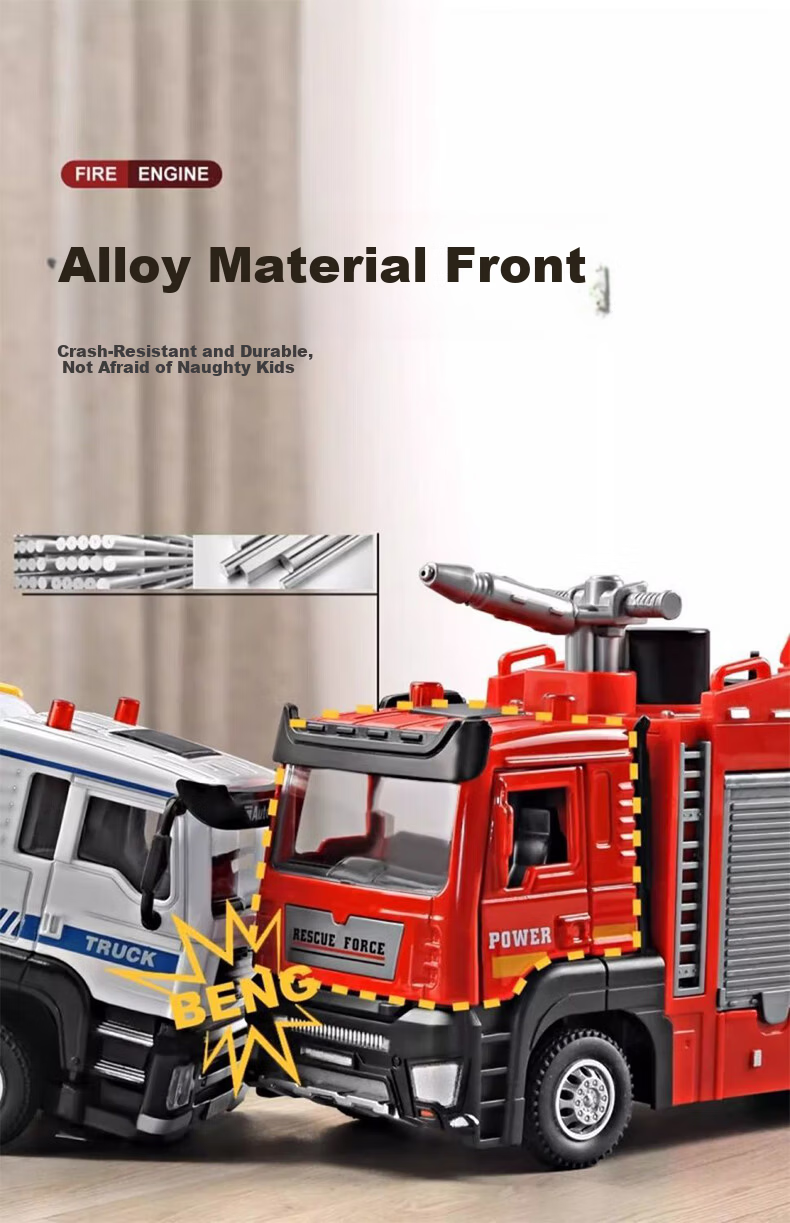 Aiful Alloy Fire Truck Toy for Boys Large Water Spray Firefighting Rescue Vehicle Children's Day Gift 7