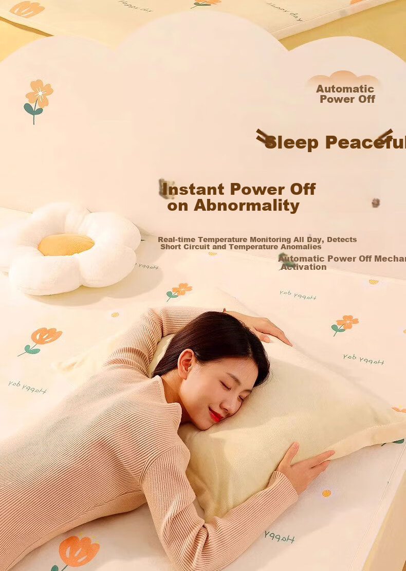 Zhunhang High-Temperature Power-Off Safety Electric Blanket 1.5x1.8m Dual Temperature Dual Control Zoned Electric Quilt for Two People 10