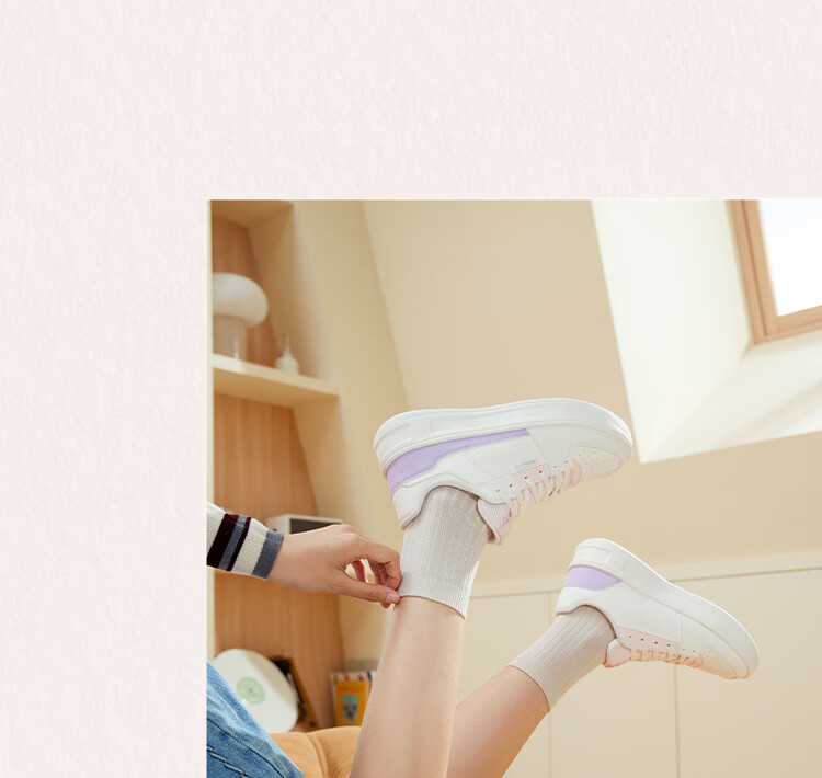 361° Qinghe 2 New Trendy Platform Leather Casual Sneakers Women's White Shoes 682636618-4 35