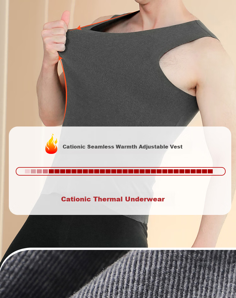 LangSha Men's Slim Fit Thermal Vest Autumn Seamless Base Layer Warm Thin Wide Shoulder Sleeveless Jacket Dark Gray 3