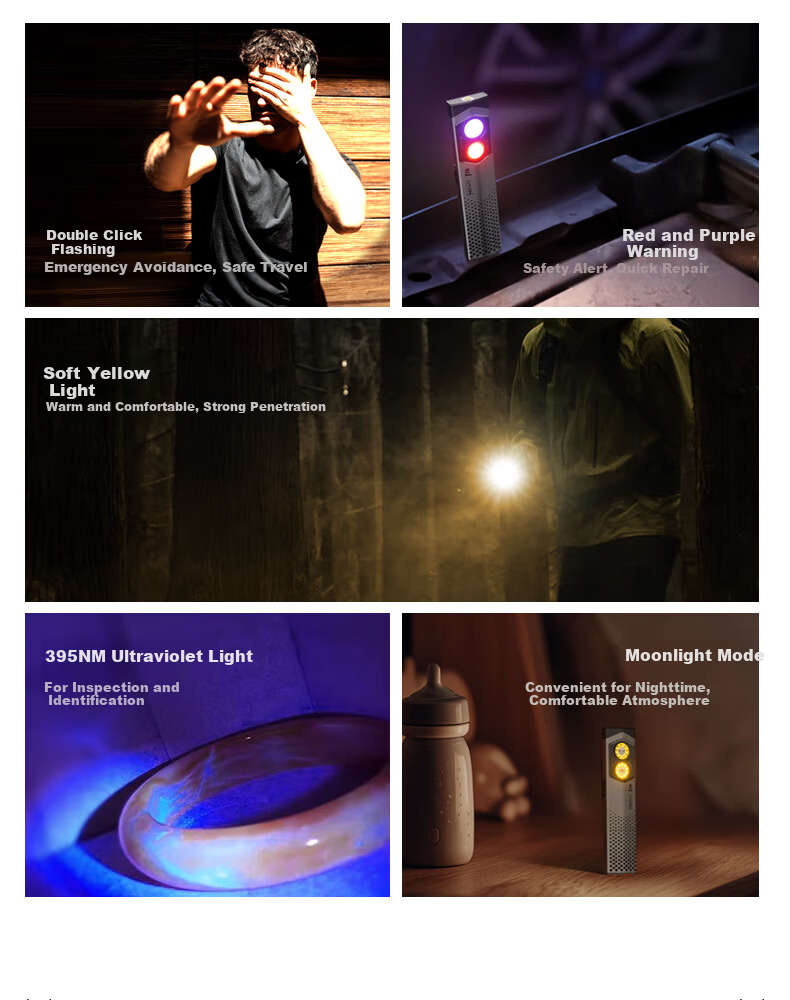 LEM High-Power Rechargeable Mini Portable Flashlight UV Light EDC Outdoor Patrol Magnetic Work Light 6