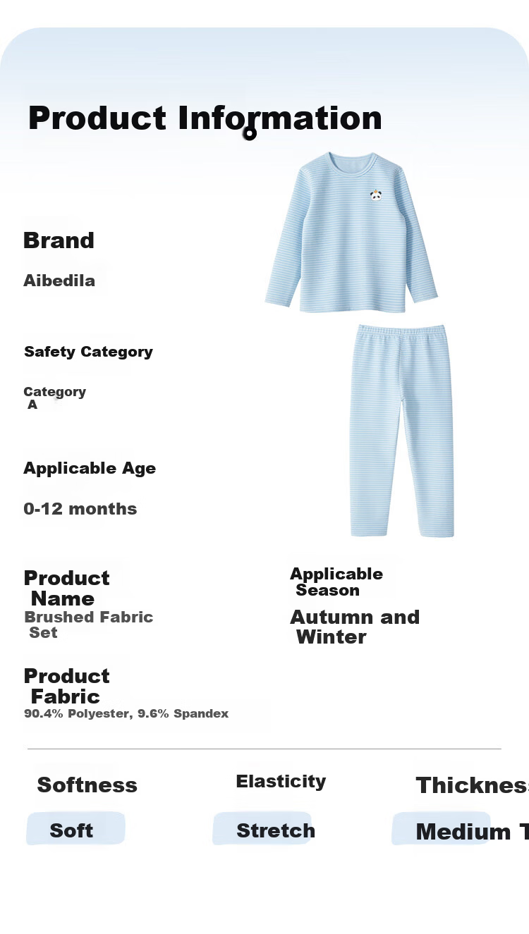 Aibedila Baby Autumn Clothes Set Boys Girls Children's Thermal Underwear Class A Warm Base Layer Set Cat 120 11