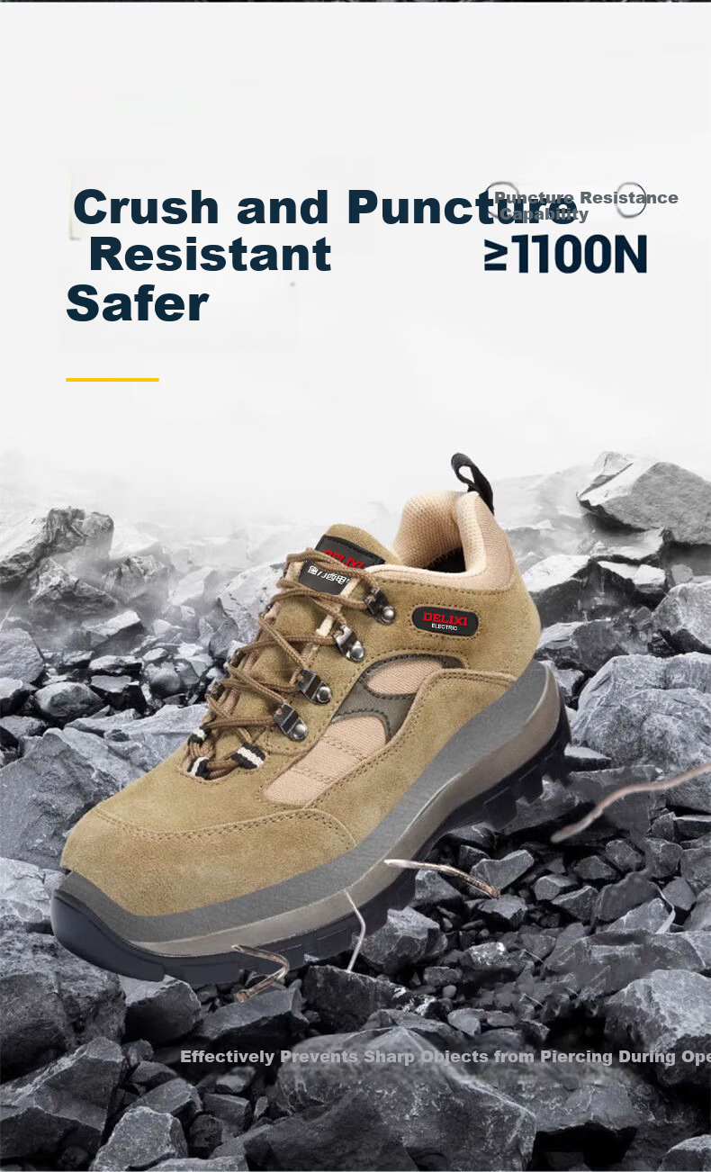 DELIXI ELECTRIC Men's Safety Work Shoes Superfiber Leather Steel Toe Cap Anti-Smash Steel Plate Anti-Puncture Slip-Resistant Durable 9