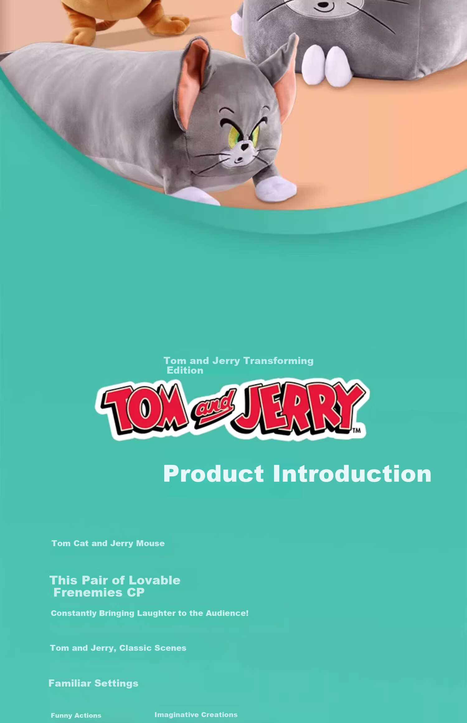 Tom and Jerry Plush Long Body Pillow Sleeping Pillow Girl Hugging Doll Cushion Toy Tom Cat Deluxe Edition 65cm 28
