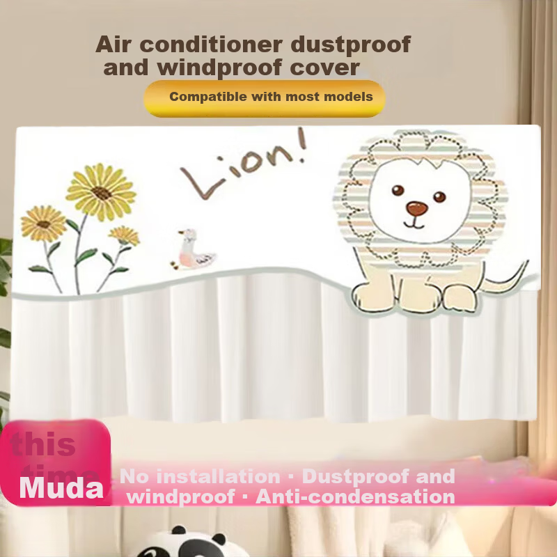 Gusen Zhe Air Conditioner Wind Shield Cover Universal Wall-Mounted AC Cover Anti-Direct Blow Wind Curtain Suitable for Gree Midea Air Conditioners Under 88CM Full Coverage Without Removal During Opera