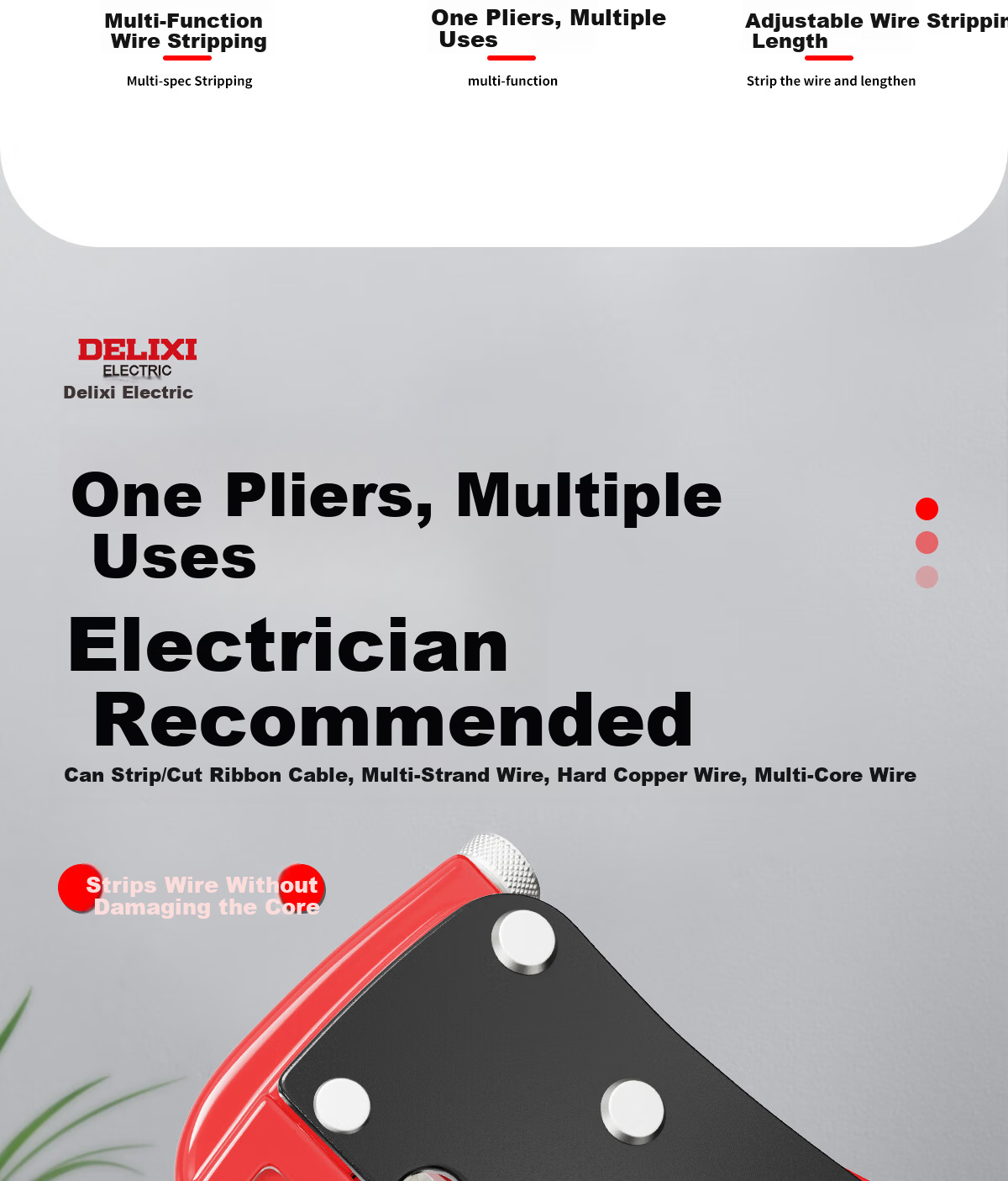Delixi Duckbill Wire Stripper Multifunctional Automatic Wire Stripping Pliers Electrician Wire Cutting and Crimping Pliers 3