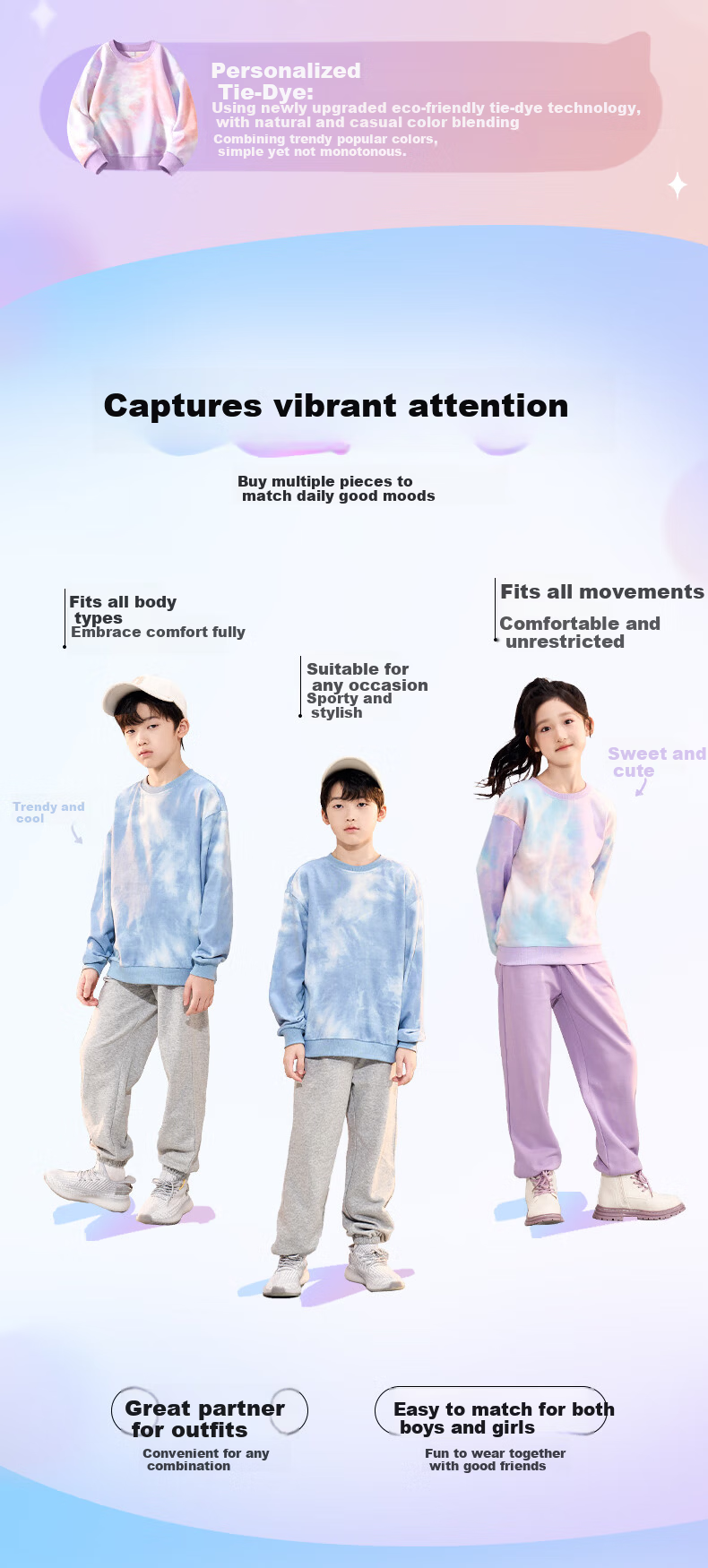 TonLion Girls Tie-Dye Sweatshirt Spring and Autumn Thin Printed Crewneck Sweatshirt for Older Kids New Pink Purple 160 1