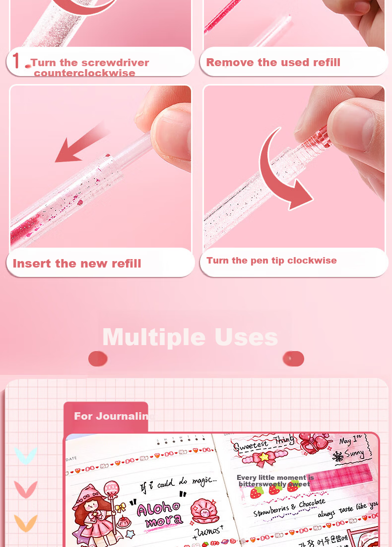Jinzhi 12-Color Retractable Highlighter Pens, Luminous Sand Silver Light for Children And Students' Journaling, Pearlescent Markers, Outline Highlighters, Fluorescent Pens 8