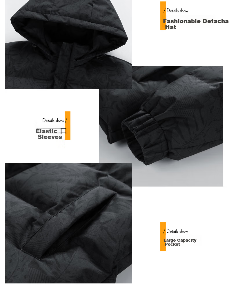 DEERWAY Men's Cotton Padded Jacket Autumn Winter Thickened Hooded Windproof Warm Blue XL 4