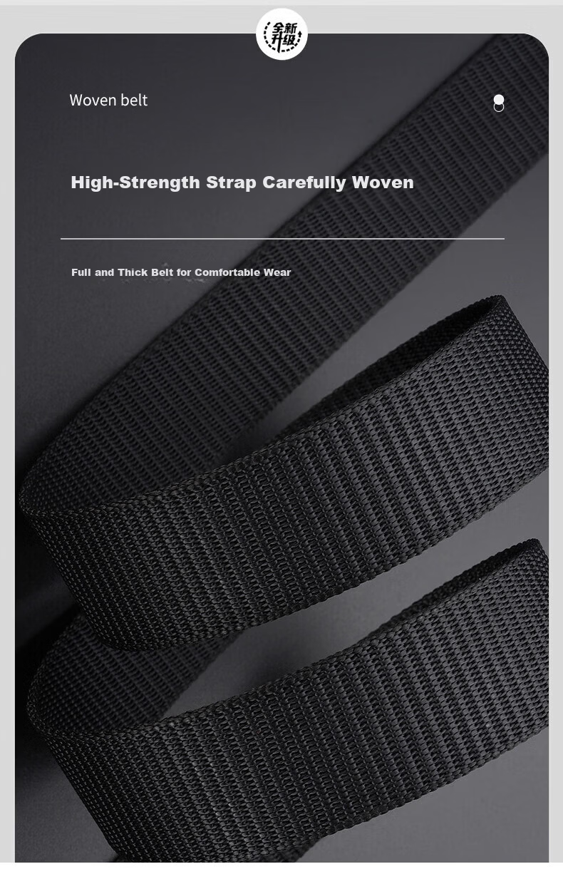 HOCR Men's Canvas Woven Casual Belt Automatic Buckle Student Military Training Nylon Jeans Belt 8