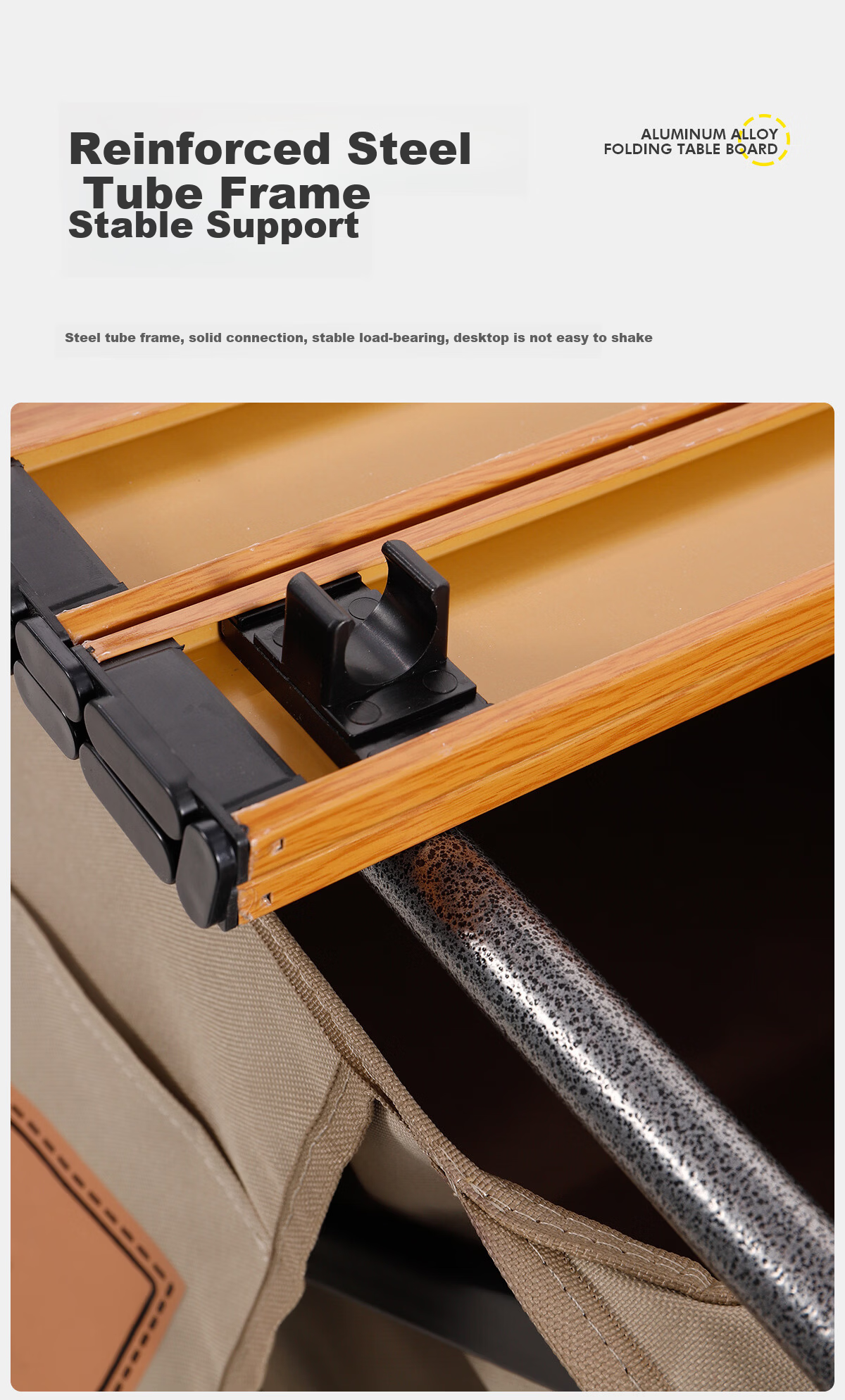 CAMEL Camping Car Accessory Tableboard Foldable Portable Carbon Steel Tableboard Wood Grain Color 4