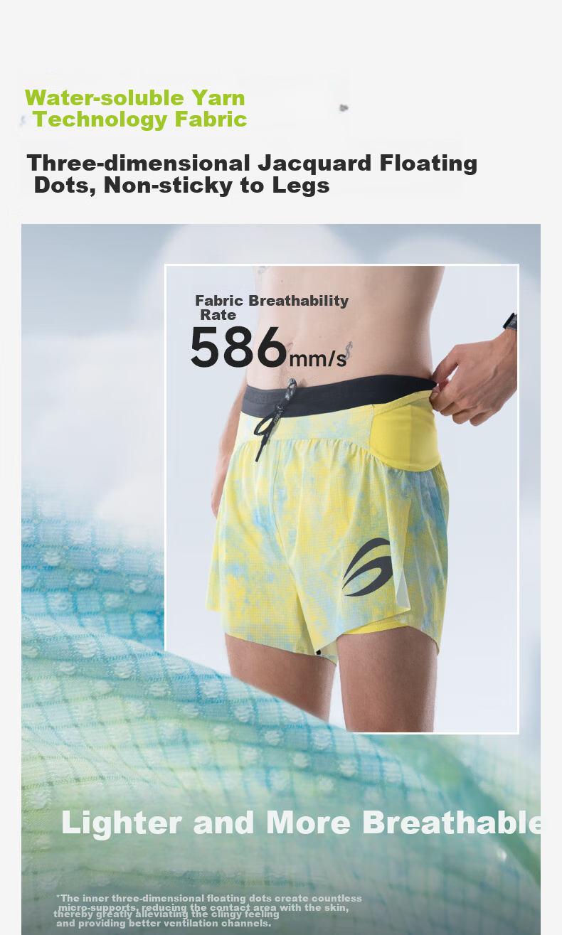 Feibit Air Pants Pro 4.0 Men's Waist Bag Shorts Breathable Running 5-Inch Quick-Dry Pants Qinghu Blue L 3