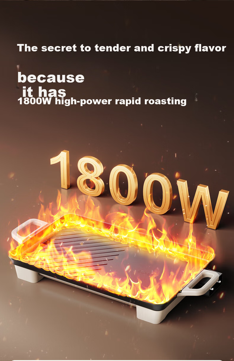 SUPOR Electric Grill Pan Electric Barbecue Oven Multifunctional Household Large Capacity 1800W High Power Fast Heating Easy-to-Clean BBQ Grill GJ4025P801 5