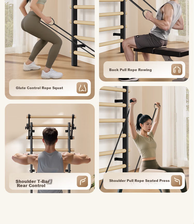 JOROTO Ribbed Wood Frame Pull-Up Bar Home Multifunctional Rehabilitation Leg Press Stretching Rack Thickened Steel Tube YT30 11