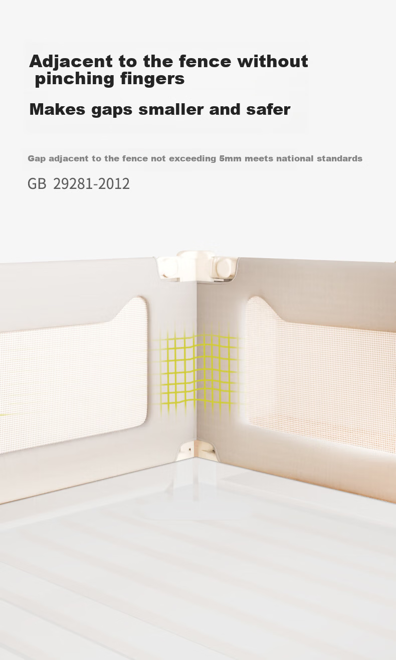 Tommy&Kids A2 Baby Crib Bumper Anti-Fall Guardrail No-Installation Cream White Three-Sided 1.8*2*2 11