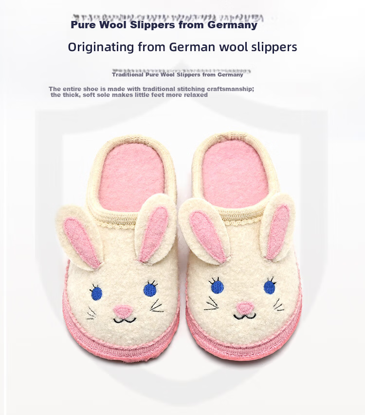 Xiaorong Indoor Quiet Children's Slippers Spring Autumn Winter Rabbit Design 2-9 Years Old Girls Floor Warm Cotton Waterproof Non-Slip 7