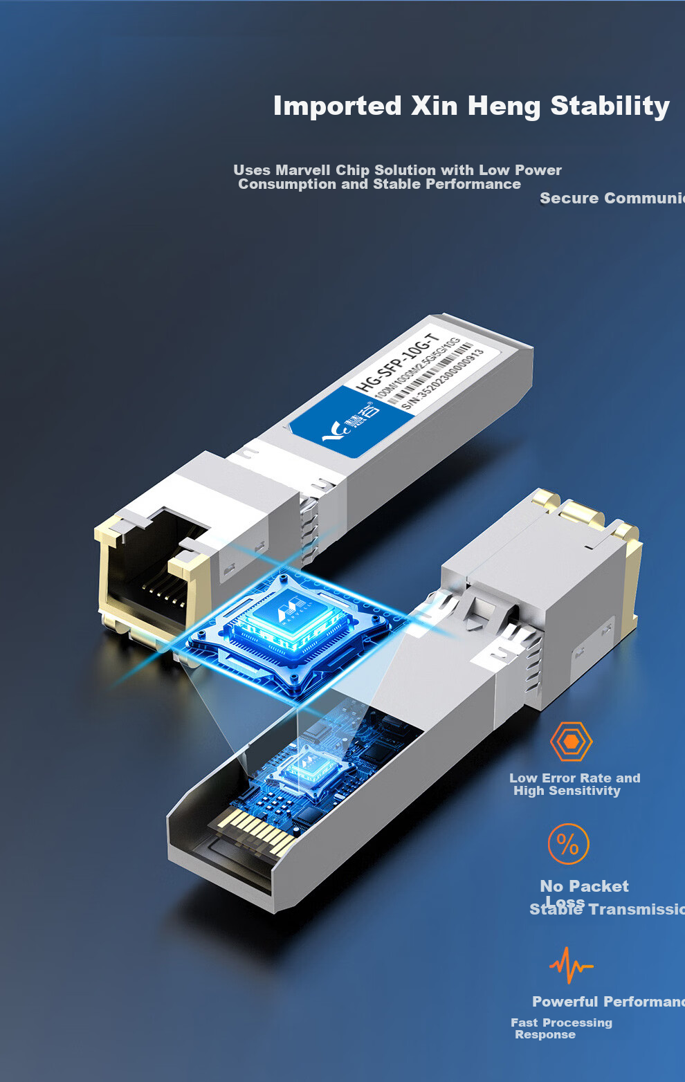 Huigu 10G Optical to Electrical Module SFP+ Optical to Electrical Port Converter Module 30m Transmission HG-SFP-10G-T 2