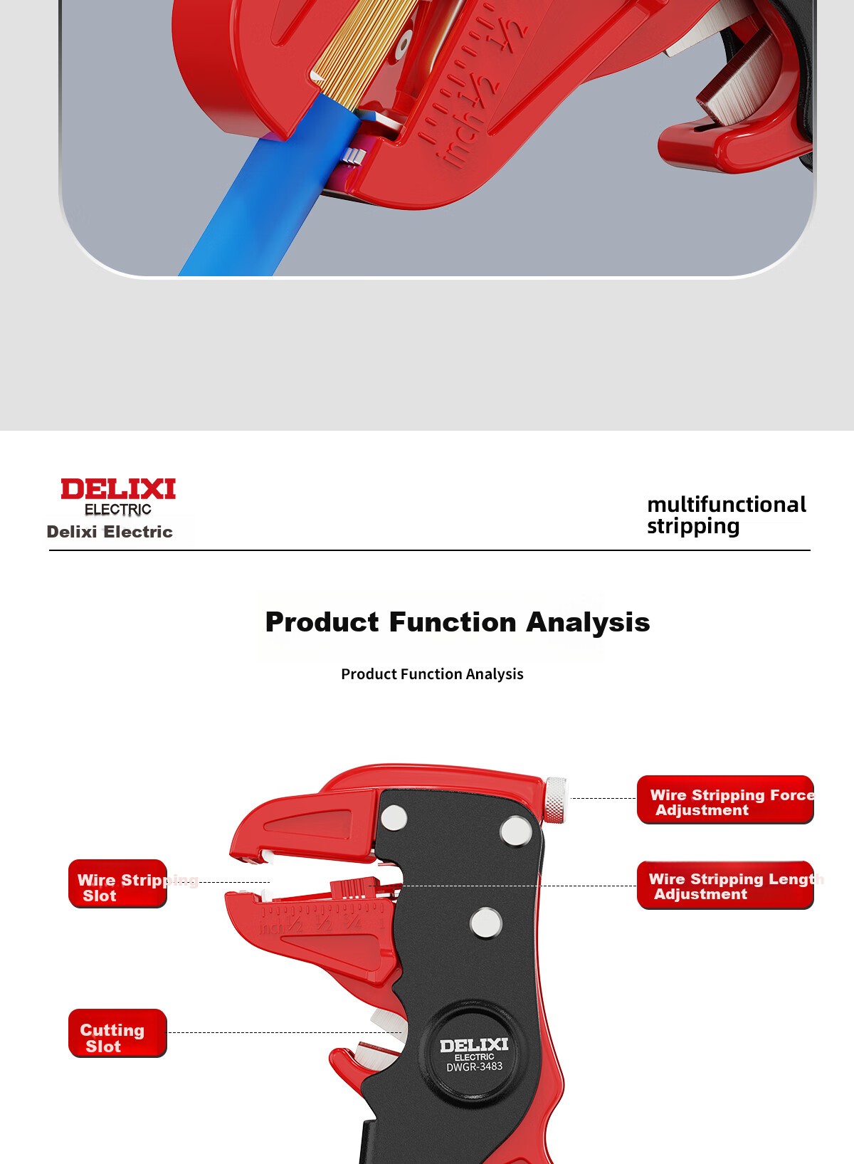 Delixi Duckbill Wire Stripper Multifunctional Automatic Wire Stripping Pliers Electrician Wire Cutting and Crimping Pliers 3