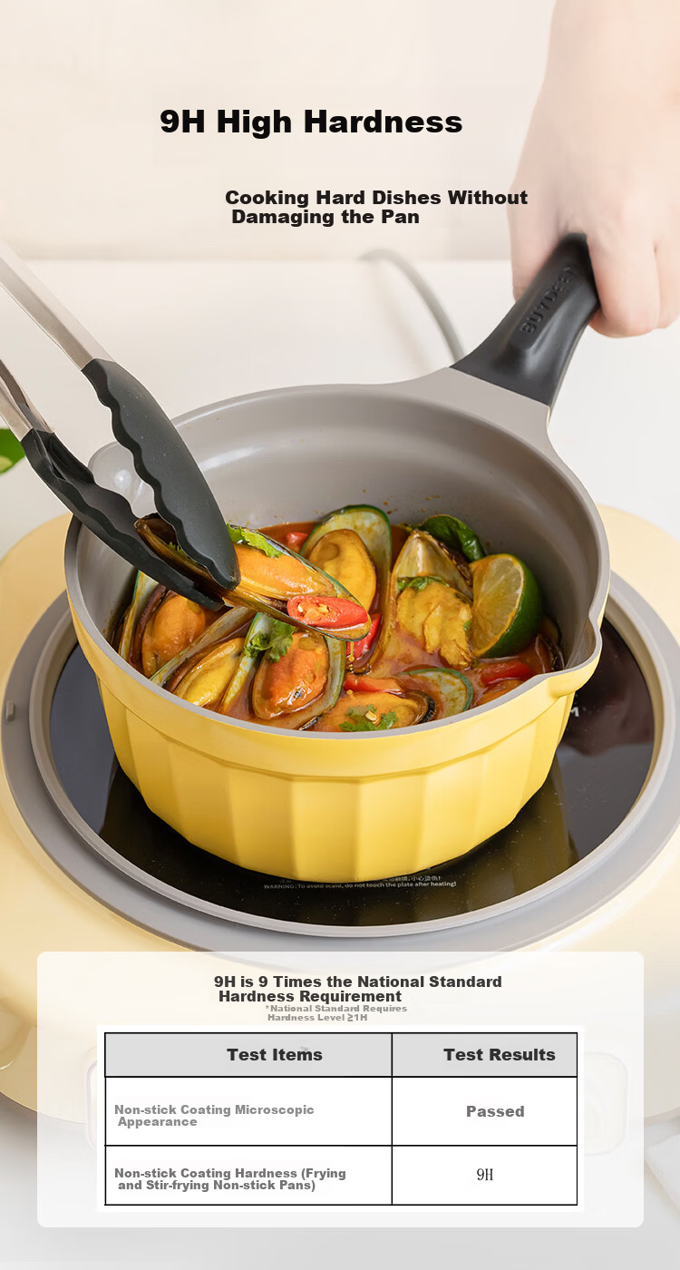 Buydeem 18cm Non-Stick Fluorine-Free Ceramic Milk Pot Soup Pot Baby Food Cooking Pot Small Goose Yellow 4