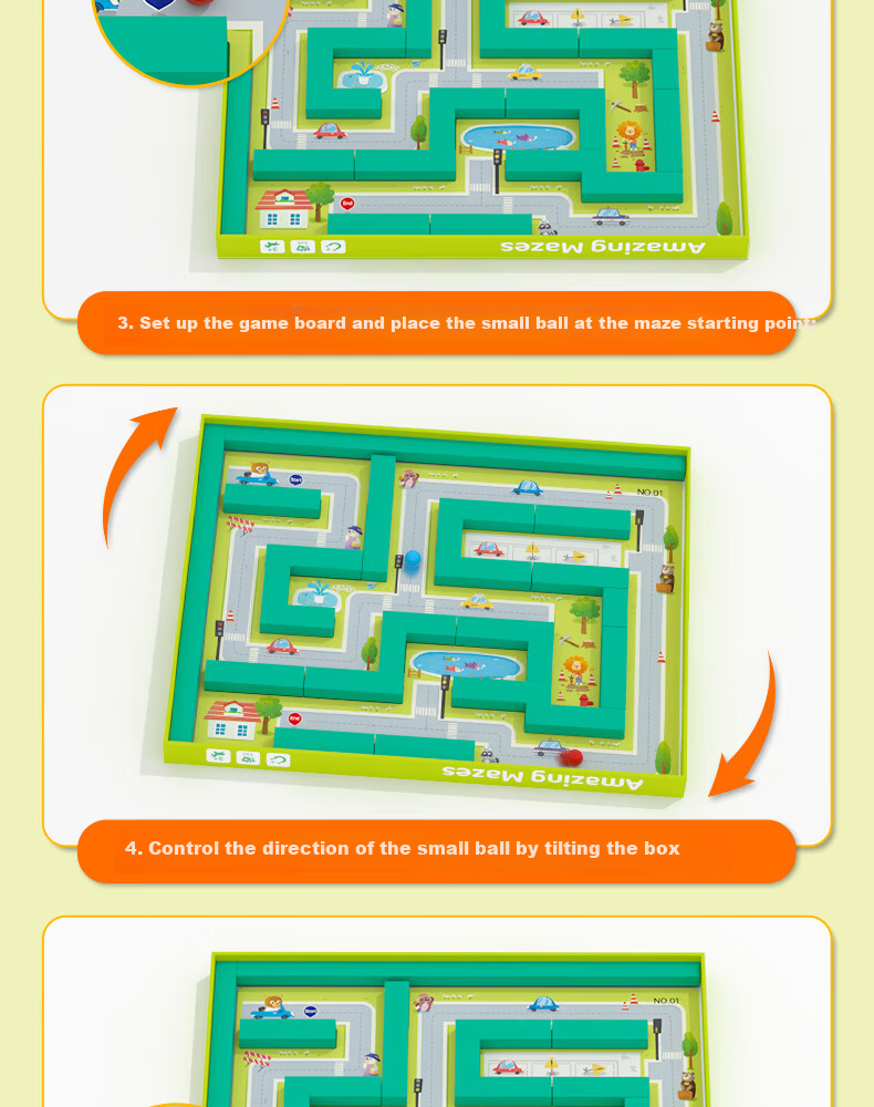 Pinwheel Concentration Training 3D Magnetic Bead Maze Game, Educational Toy Gift for Children, Tabletop Puzzle 7