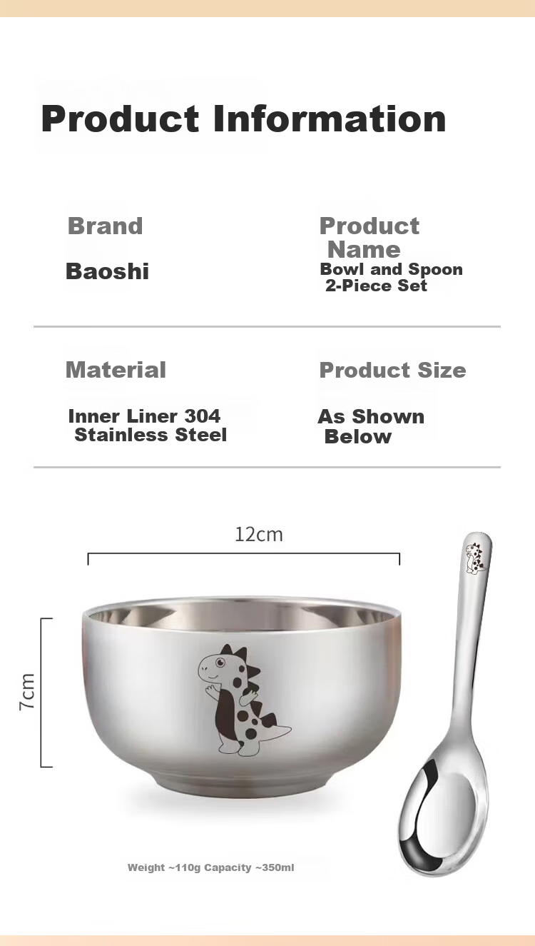 Baoshi PPSU Baby Feeding Bowl Detachable Water Injection Insulated Temperature-Controlled Children's Straw Bowl with Suction Cup Tableware Lunch Box 8