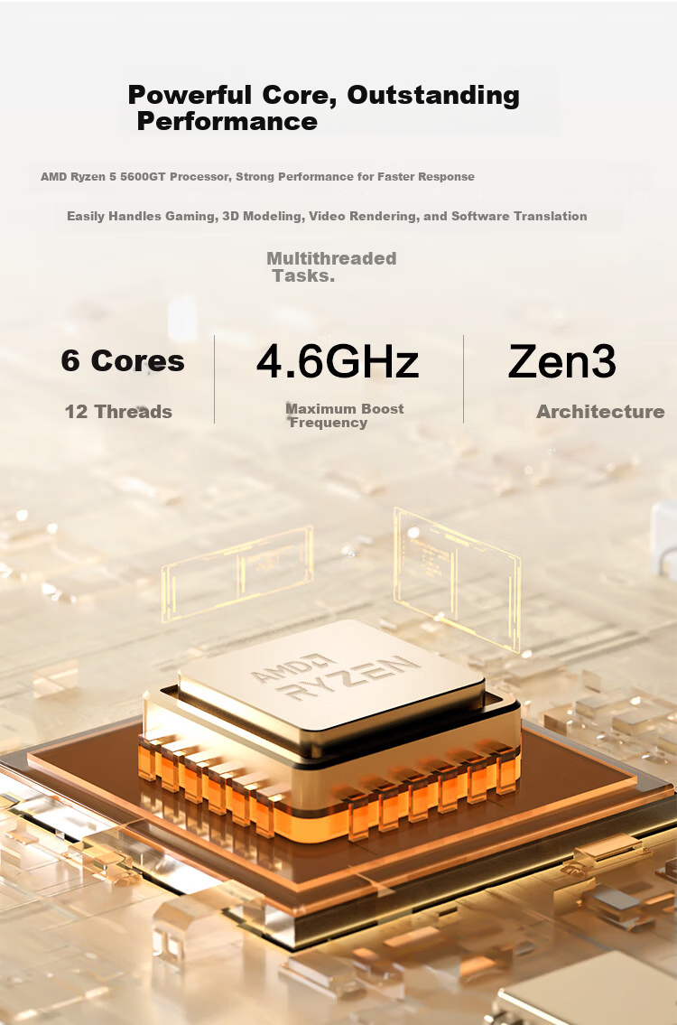 AMD & MSI Creator Ryzen R5-5600GT 16GB 512GB Business Keyboard and Mouse Designer Commercial Office Desktop Computer Full Set 3