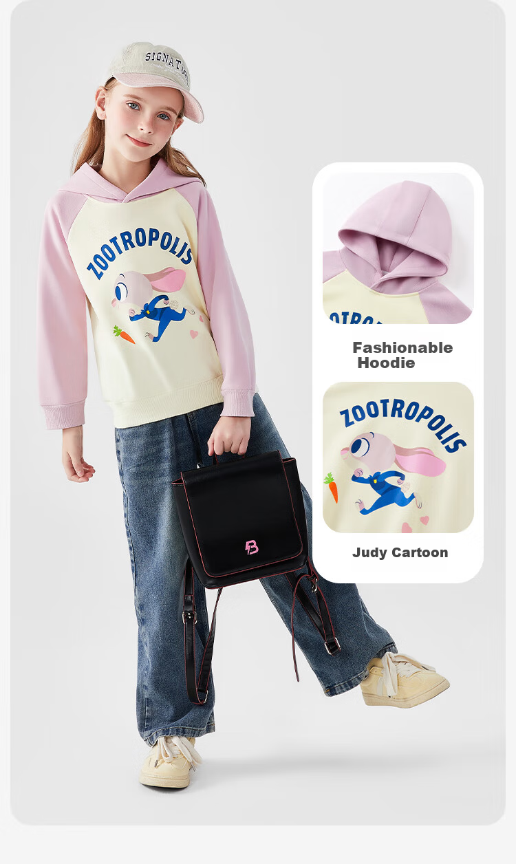 Disney Girls' Spring Hooded Sweatshirt Zootopia Stylish Children's Top Baby Spring Clothes ZL160039 Navy 130 5