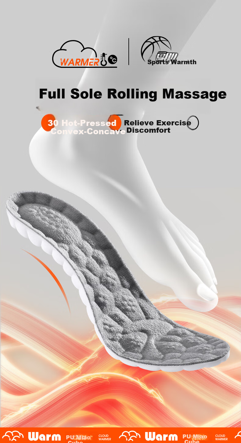 Nanjiren Warm Insoles for Men And Women, Thickened And Fleece-Lined Cotton, Winter Sports Shock-Absorbing Soft Bouncy Squishy Feeling Basketball Running 37-38 10