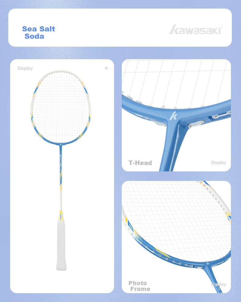 KAWASAKI Carbon Composite Badminton Racket Set Lightweight Durable Unisex Youth Double Rackets 15